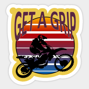 Get A Grip Dirt Bike Retro Sunset Art Sticker